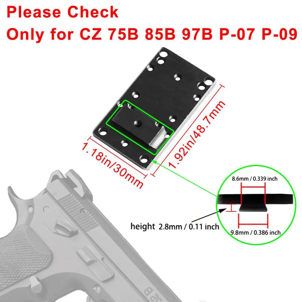 STONESKY Red Dot Sights RMR SRO Vortex Doctor Mount Plate for CZ 75B 85B 97B P-07 P-09 hunting