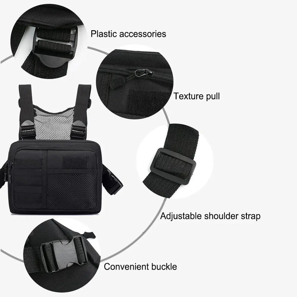 STONESKY Chest Rig Bag Front Vest Pack Combat Front Pouch Chest Rig Bag Outdoor Hiking Sling Vest Bag