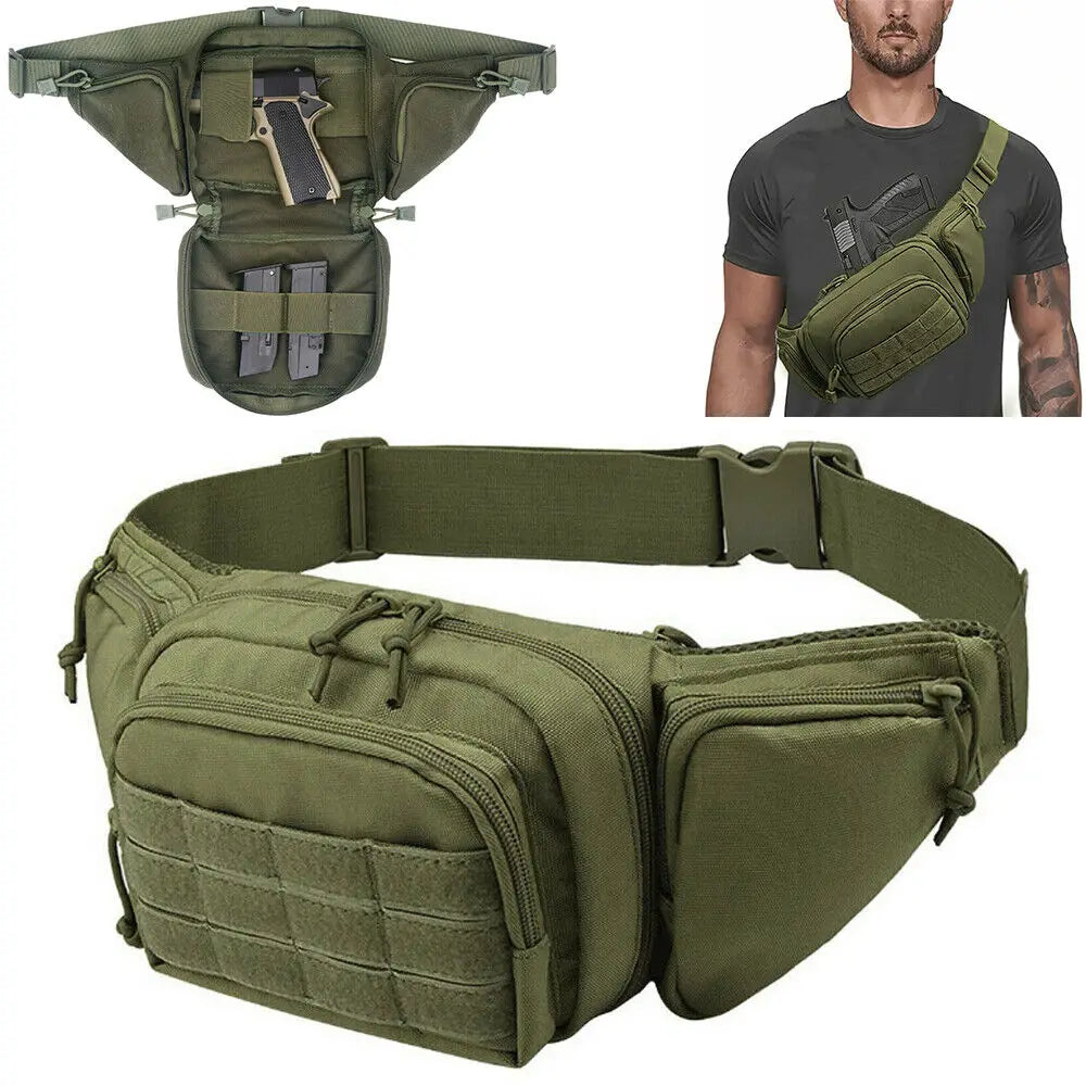 STONESKY Pistol Waist Pack Mens Conceal Carry Waist Pistol Bag Gun Holster Carry Pouch Waist Bag Outdoor Hiking Fishing