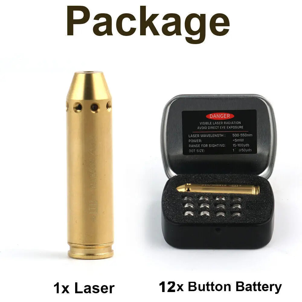 STONESKY Green Laser Boresight 9MM/243/308WIN/CAL.223REM Cartridge Bore Sighter W/ Battery