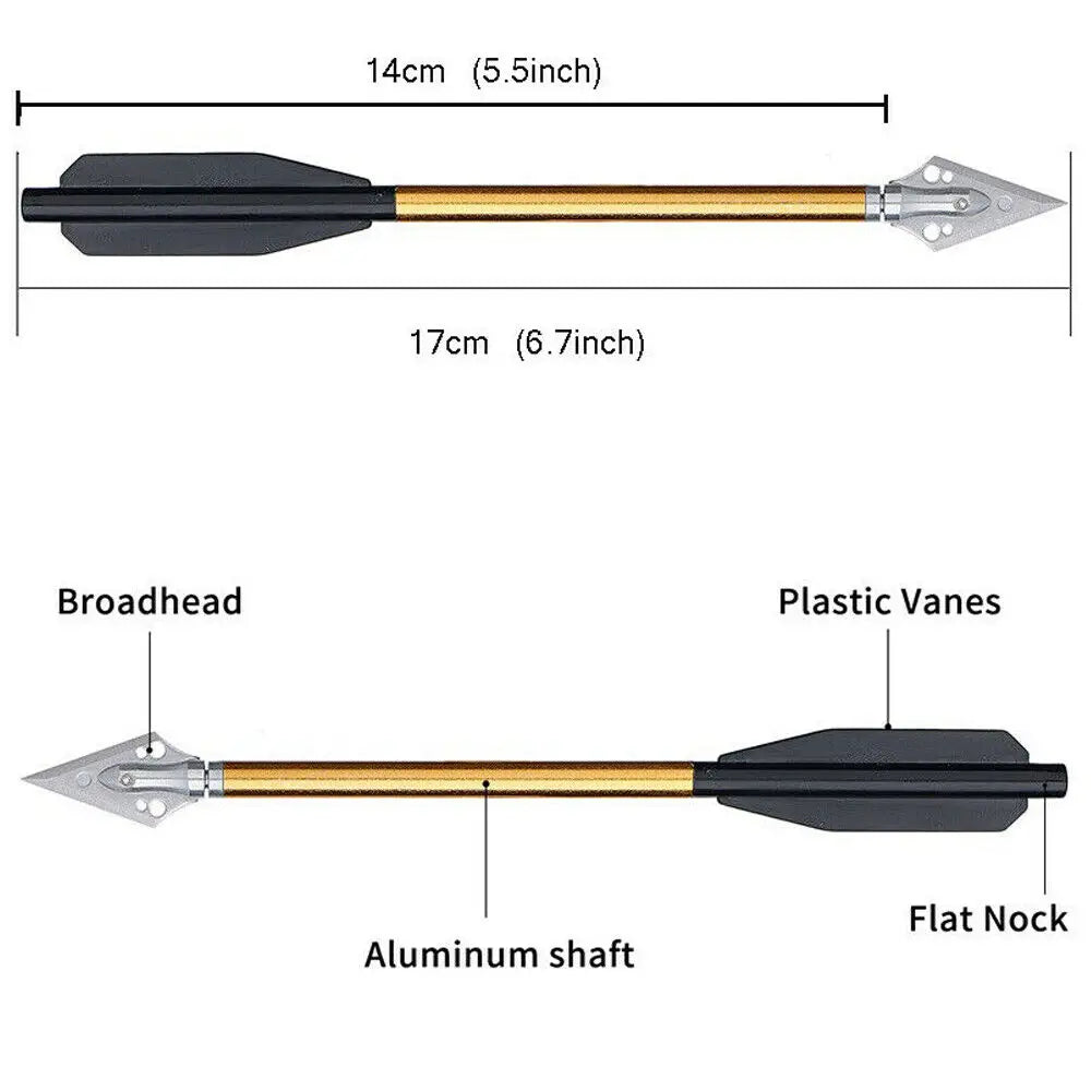 STONESKY 12Pcs 6.7" Aluminium Crossbow Bolts Hunting Broadhead Arrows For Pistol Crossbow Mini Archery