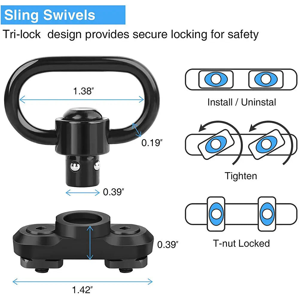 STONESKY Adjustable and Durable Tactical 2 Point Rifle Strap with QD Sling Swivel Adapter and D Ring