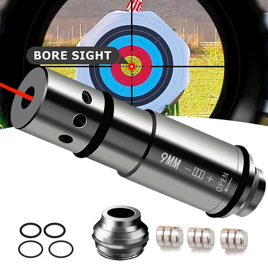 STONESKY Tactical 9mm Red Laser Bore Sight Cartridge Dry Fire Shooting Training Brass Boresight