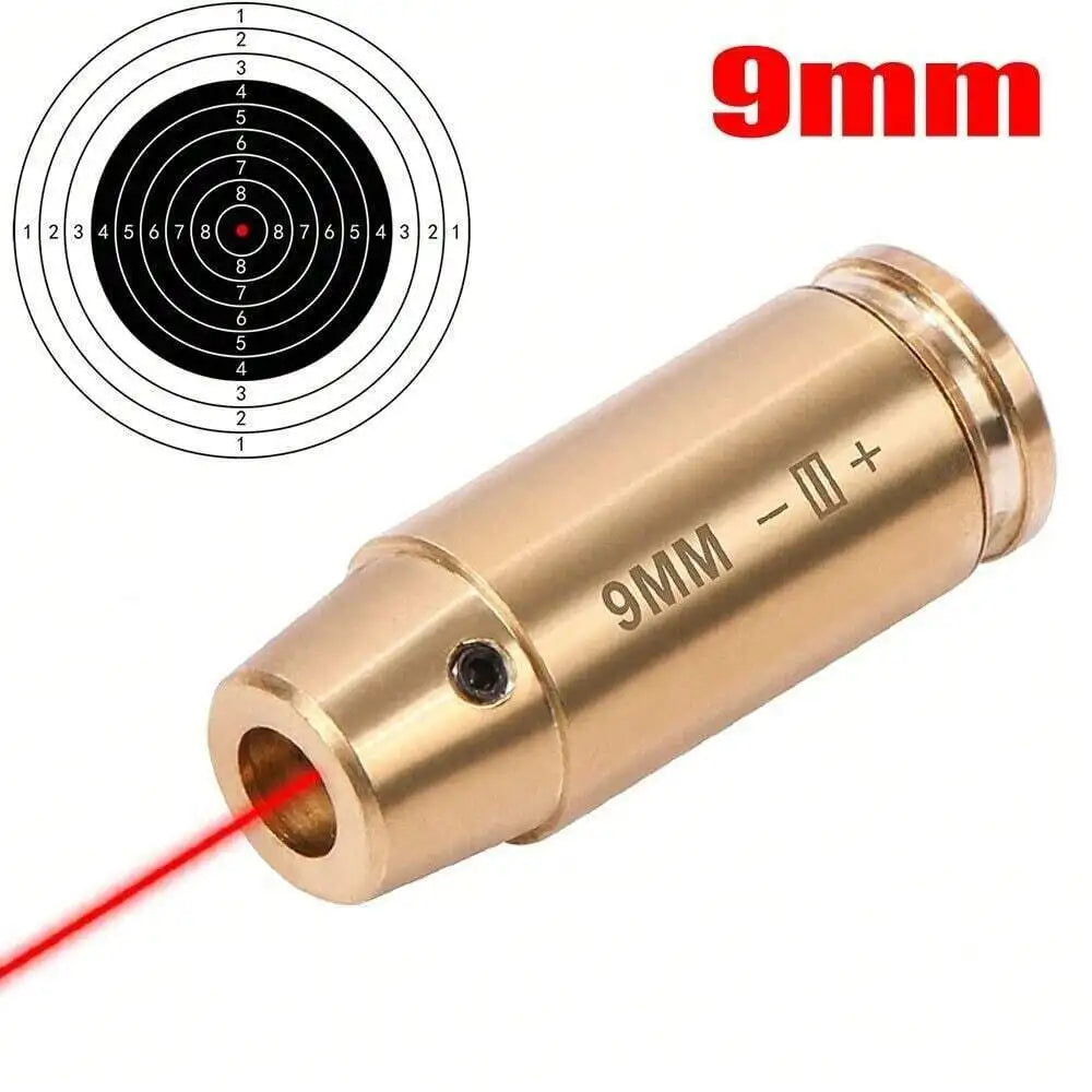 STONESKY High Accuracy CAL 9mm Red Laser Bore Sight Cartridge Bullet Shap Boresighter With 6 Batteries