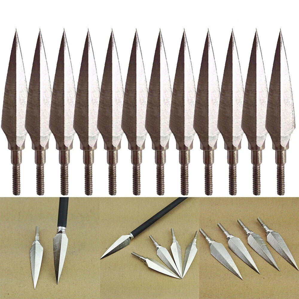 STONESKY 12Pcs Nickel Plated Carbon Steel Arrowheads Archery Hunting Arrowhead Broadheads W/ Box
