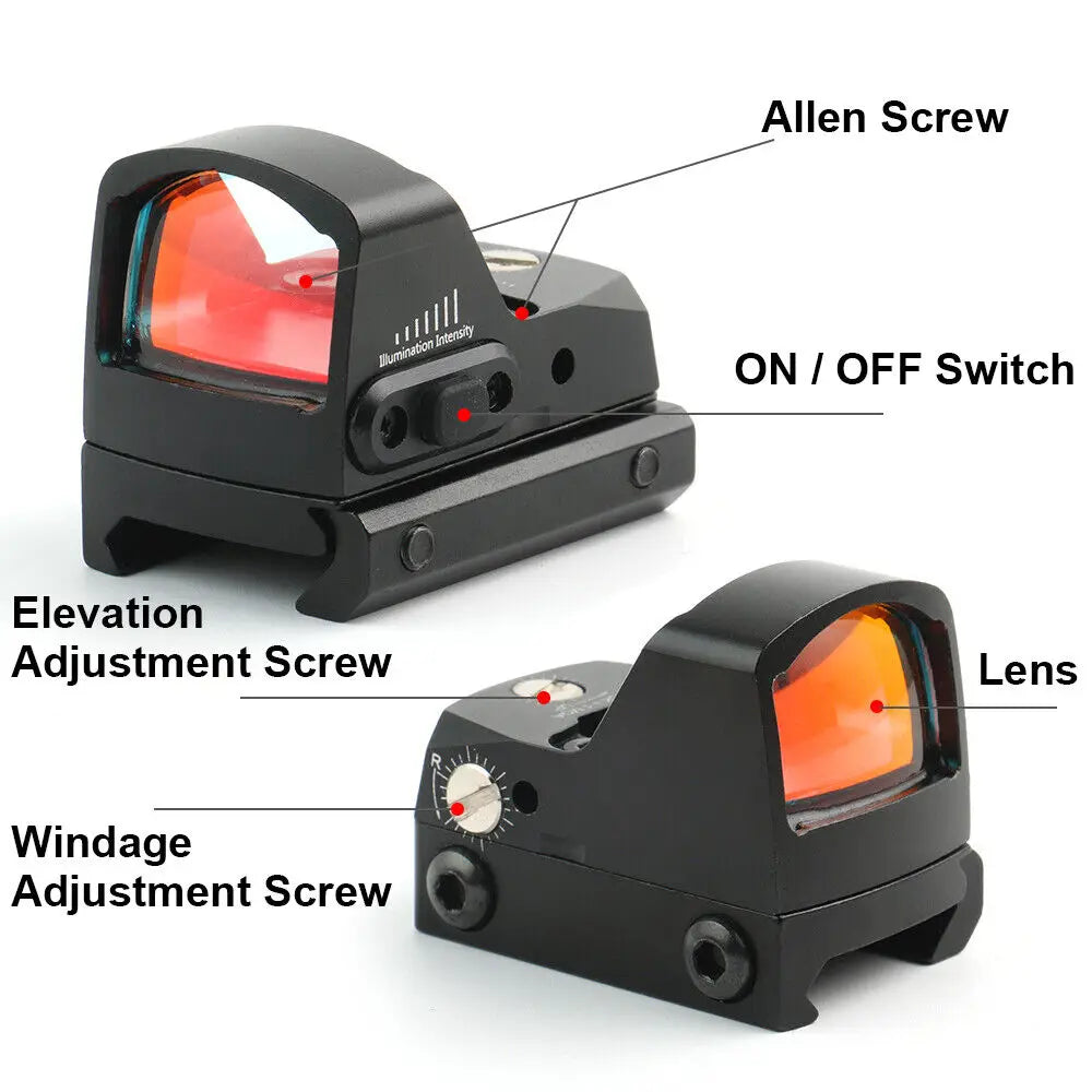 STONESKY Mini 2MOA Red Dot Sight 7 Brightness Setting Collimator Sight Scope For 20mm Rail