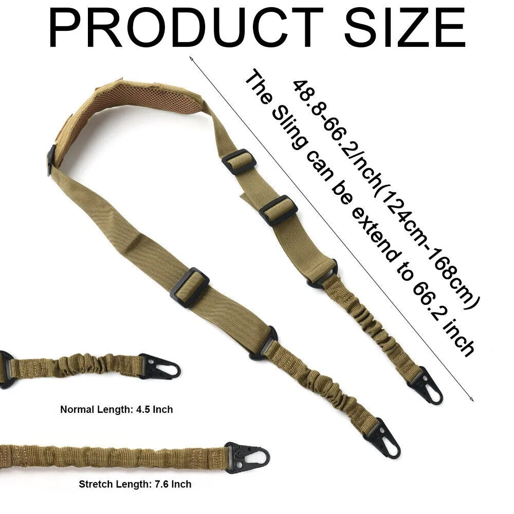 STONESKY Tactical Two Point Quick Release Rifle Gun Sling Strap Bungee with Soft Shoulder Pad