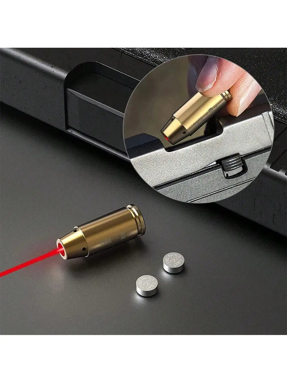 STONESKY High Accuracy CAL 9mm Red Laser Bore Sight Cartridge Bullet Shap Boresighter With 6 Batteries