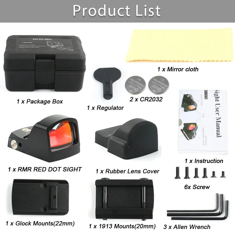 STONESKY Mini 2MOA Red Dot Sight 7 Brightness Setting Collimator Sight Scope For 20mm Rail