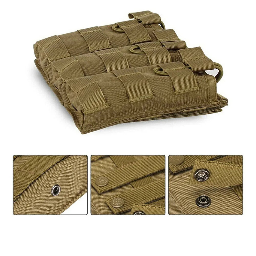 STONESKY Tactical Molle Open Top Triple Magazine Pouch Nylon 5.56 .223 Rifle Mag Holder Nylon Pouch