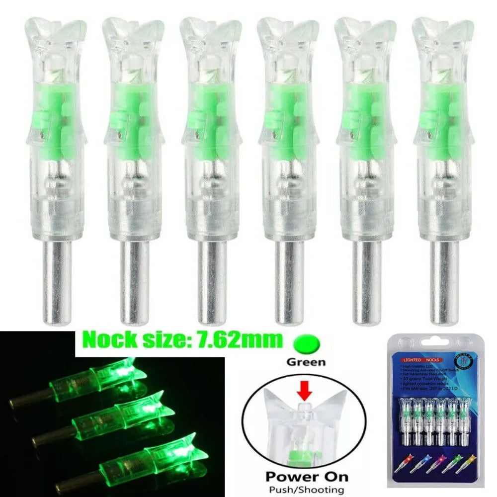 STONESKY 6Pcs Green Lighted Nocks For Crossbow.300/7.62mm Inside Diameter Arrows Led Nock For Hunting accessories