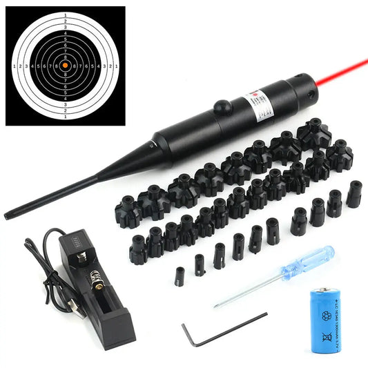 STONESKY US Red Laser Bore Sight Collimator .17 to .78 Sighter For Rifle w/30 Adapters Easy To Use