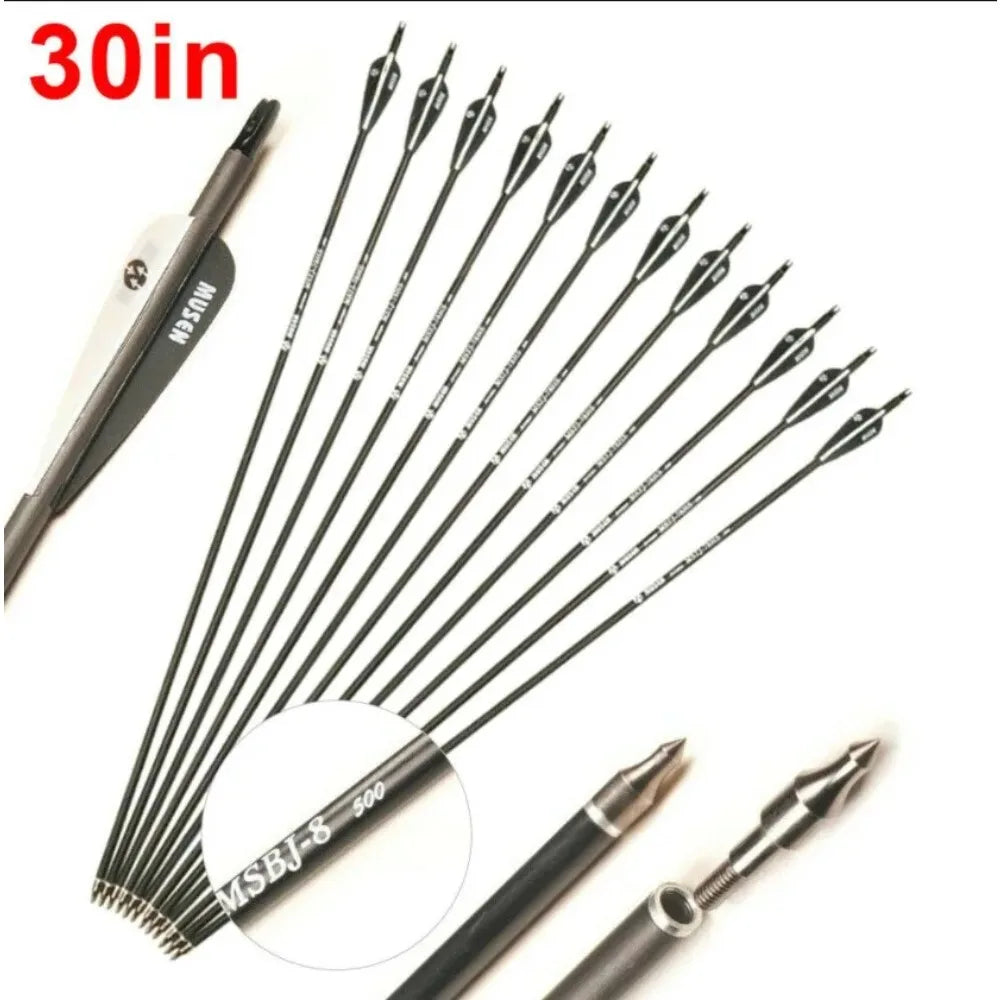 STONESKY High-quality Riflescopes for Precise Hunting -12Pcs 30-Inch Fiberglass Arrows Archery Spine 500 OD 8mm for Recurve/Compound Bow