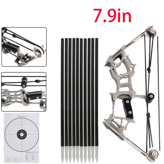 STONESKY 7.9in Mini Compound Bow Kit Arrows Target Shooting Archery Bow w/ 10 Pcs Arrows hunting accessories