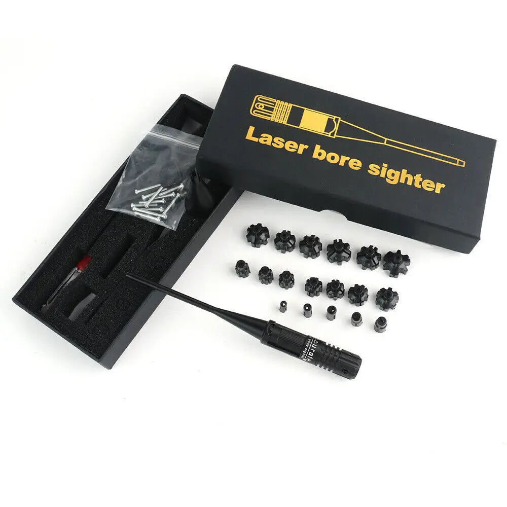 STONESKY Red Laser BoreSighter Bore Sight kit for .17 to 12GA Caliber Rifle W/18 Adapters for Hunting