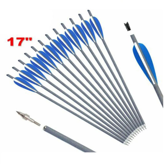 STONESKY 12Pcs 17" Crossbow Bolts Archery Carbon Arrows OD with 4" vanes Moon Nocks8.8mm for Hunting