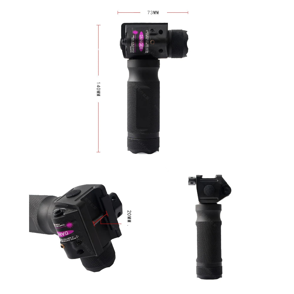 Combo Vertical Foregrip CREE LED Flashlight&Red Laser Sight 20mm Rail for Rifle