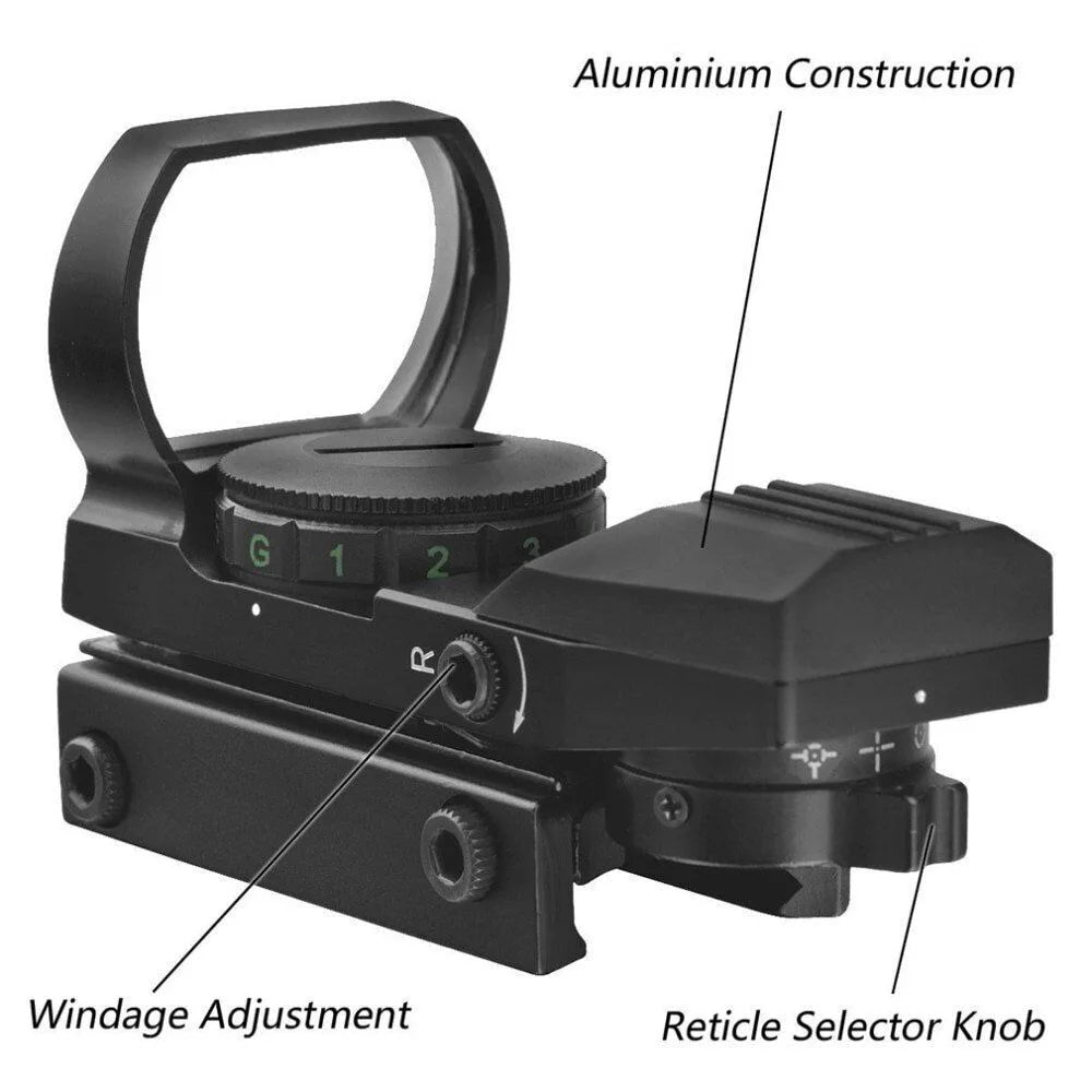 STONESKY Rifle Holographic Reflex Scope with Red and Green Dot Sight 4 Reticles for Picatinny Weaver