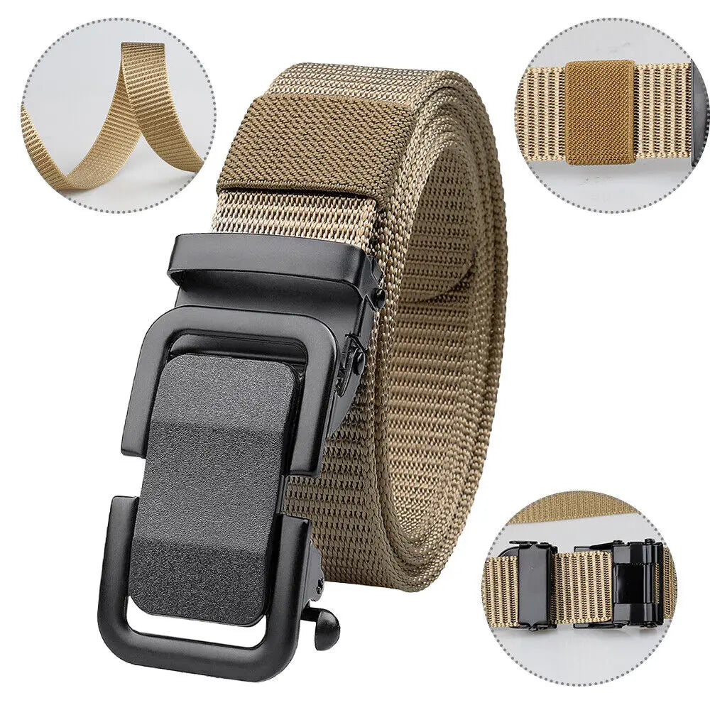 STONESKY Men Belt Adjustable Alloy Buckle Sports Belt Quick Release Belt Brown hunting accessories