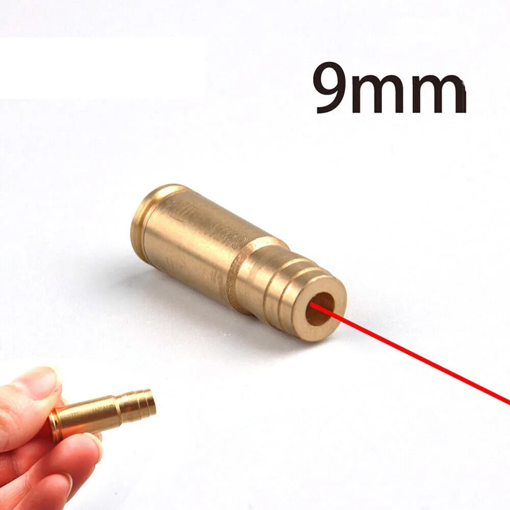 STONESKY Brass CAL 9mm Red Laser Bore Sight Cartridge Bullet Shap Boresighter w/ Battery spotting scope for rifle hunting