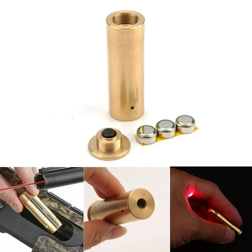 STONESKY 12GA Red Dot Laser Bore Sight Brass Gun Rifle Boresighter Cartridge with Hunting Battery