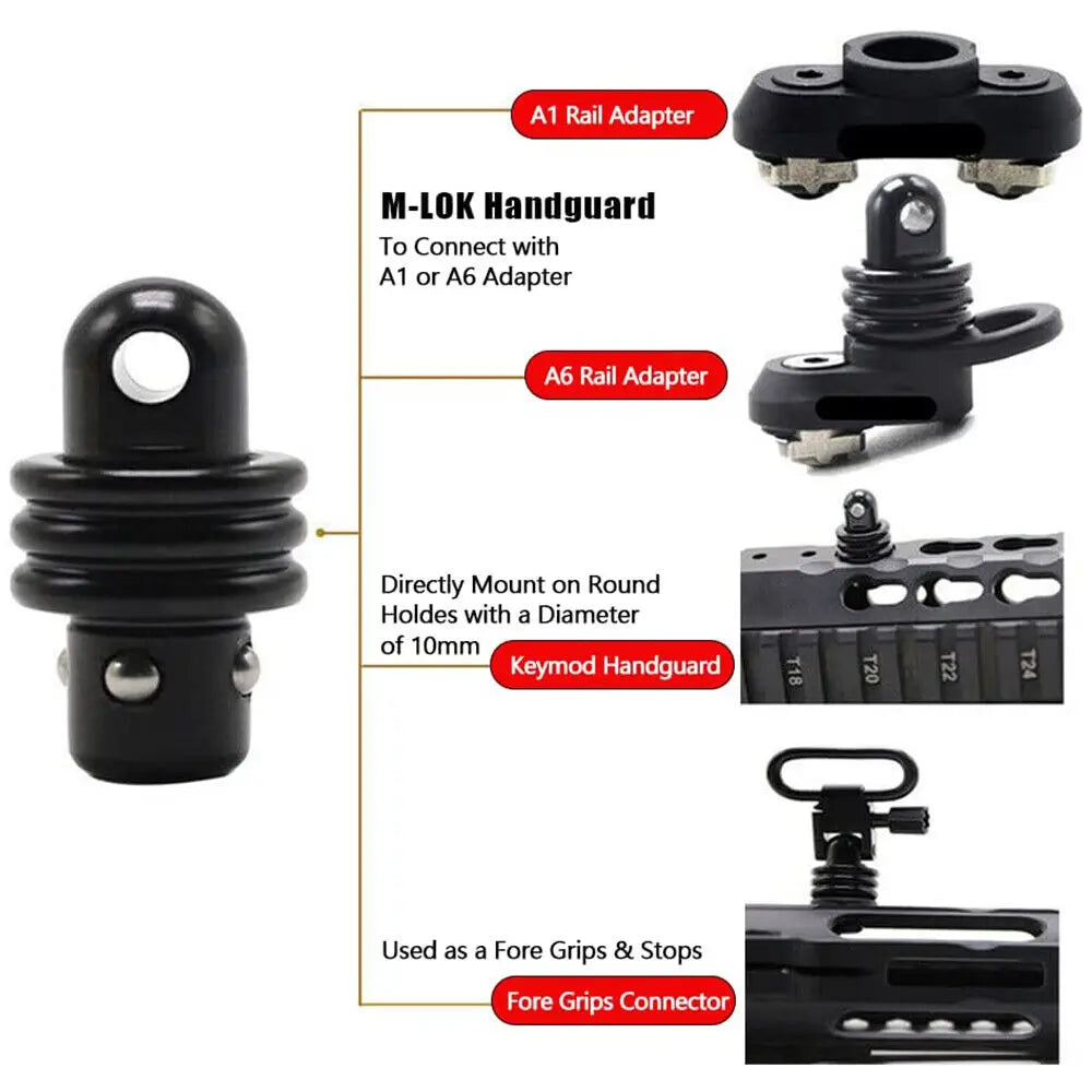 STONESKY 1Pcs Multi-function QD Adapter Stud Stud to Picatinny Rail for Mlok Sling Swivel Mount Quick Detach