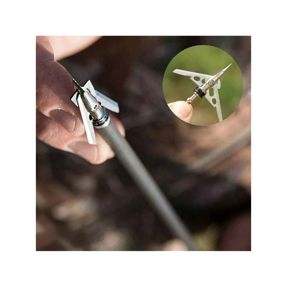 STONESKY Optimize Your Hunting Skills with 12 PCS Archery Broadheads 2 Blade 2" Dia 100 Grain Arrowheads