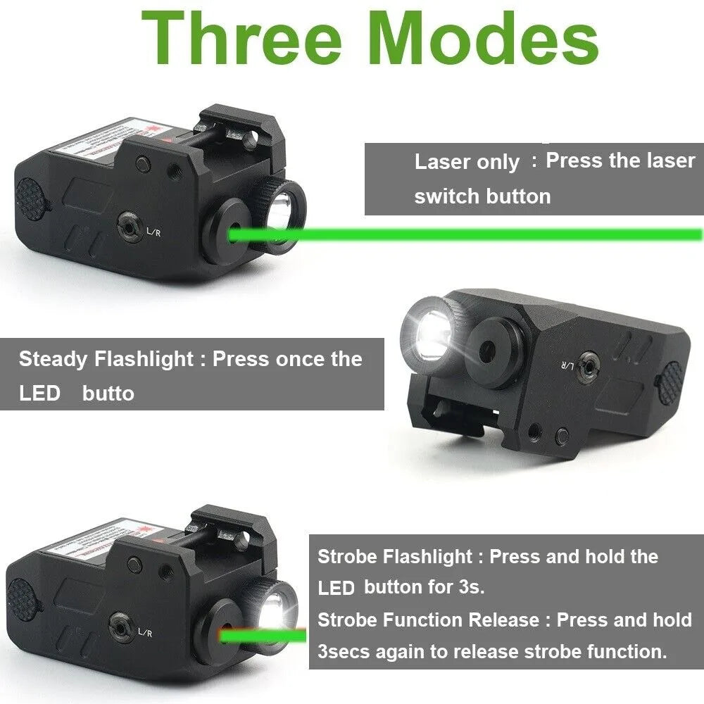 STONESKY LED Flashlight & Green Laser Sight Pistol 20mm Picatinny Rechargeable holographic sight