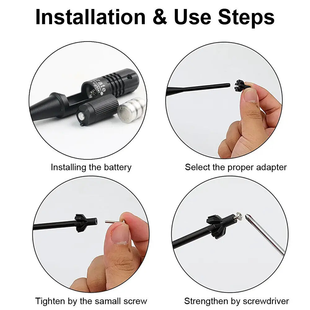 STONESKY Green Laser Bore Sight Boresighter Kit for .17 to 12GA Gun with 18 Adapters