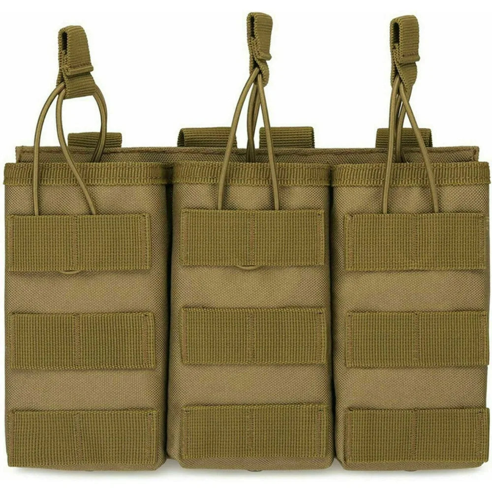 STONESKY Tactical Molle Open Top Triple Magazine Pouch Nylon 5.56 .223 Rifle Mag Holder Nylon Pouch