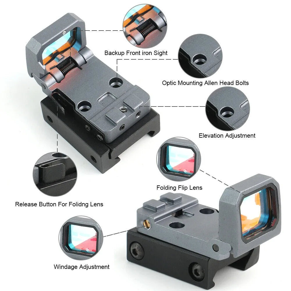 STONESKY Tactical Folding Red Dot Sight Holographic Sight for RIFLE with 20mm Picatinny Rail Mount and High Precision