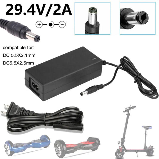 StoneSky 29.4V 2A Li-ion Battery Charger Adapter For 24V Hoverboard Electric Bike Scooter