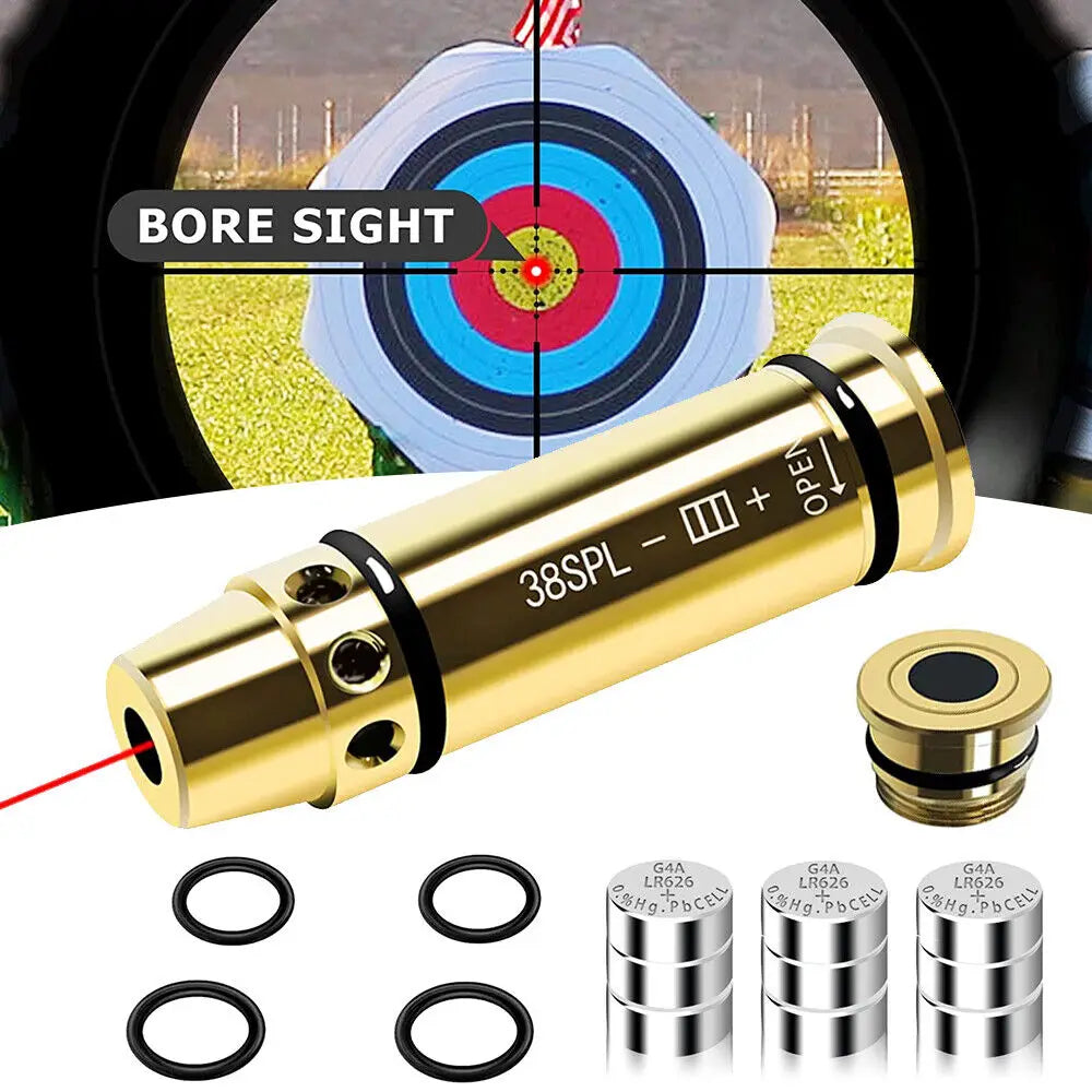 STONESKY 38SPL Red Laser Bore Sight Cartridge Dry Fire Shooting Training Brass Boresight for Hunting