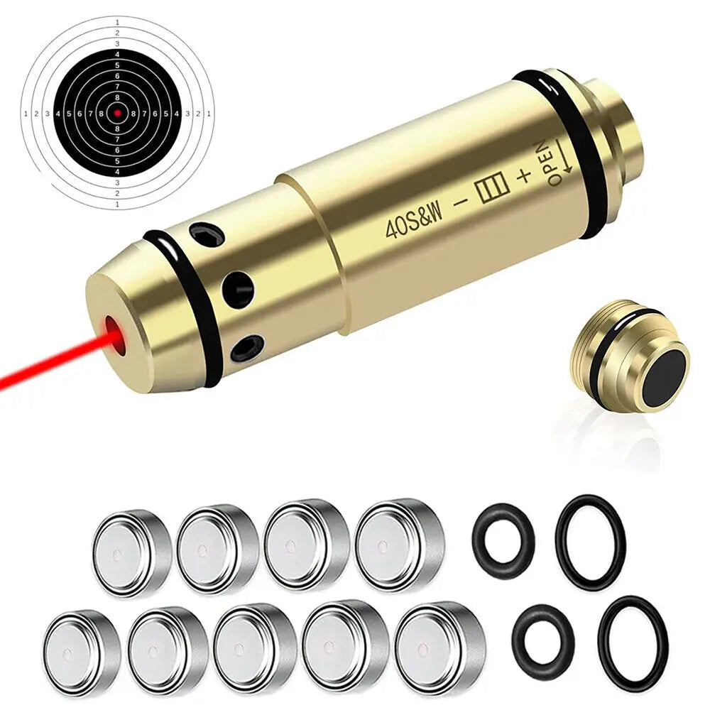 STONESKY 40S&W Red Laser Bore Sight Cartridge Shooting Training Boresighter & 9 Battery for Riflescopes