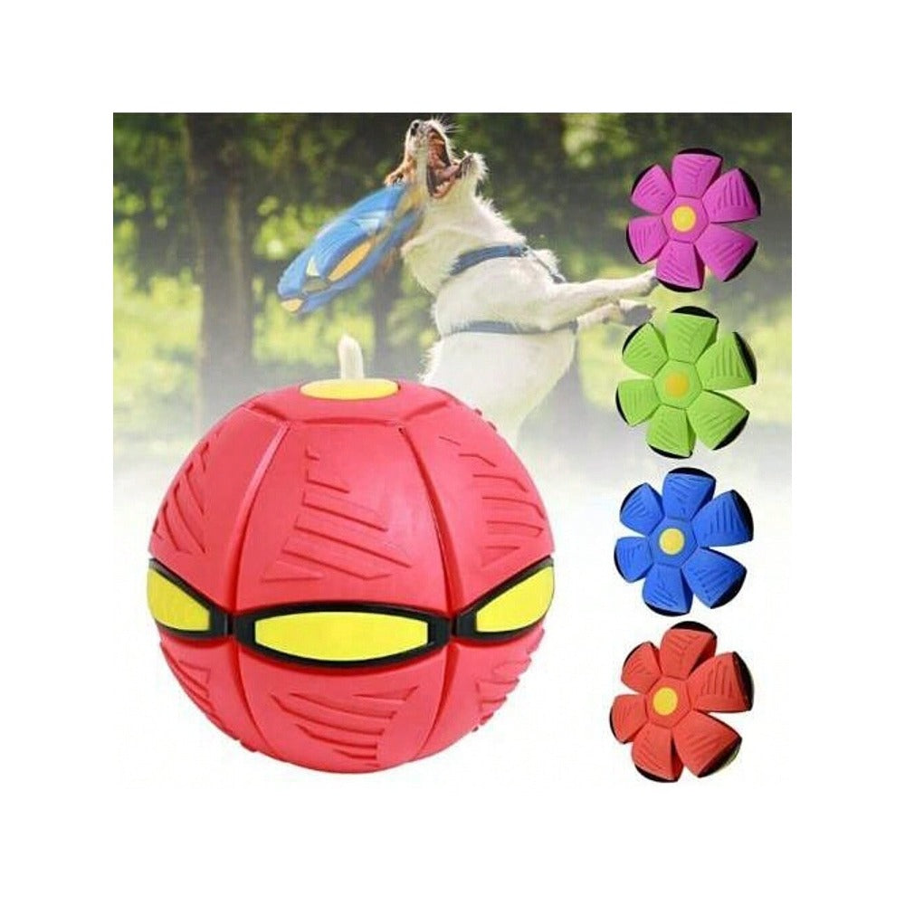 STONESKY Pet Dog Toys Flying Saucer Ball Magic Deformation UFO Toy Sports Dog with Lights