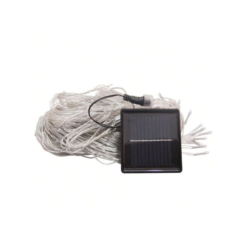 STONESKY Blue Light Solar Powered Outdoor Christmas Net Lights 200 LED Mesh String Lights