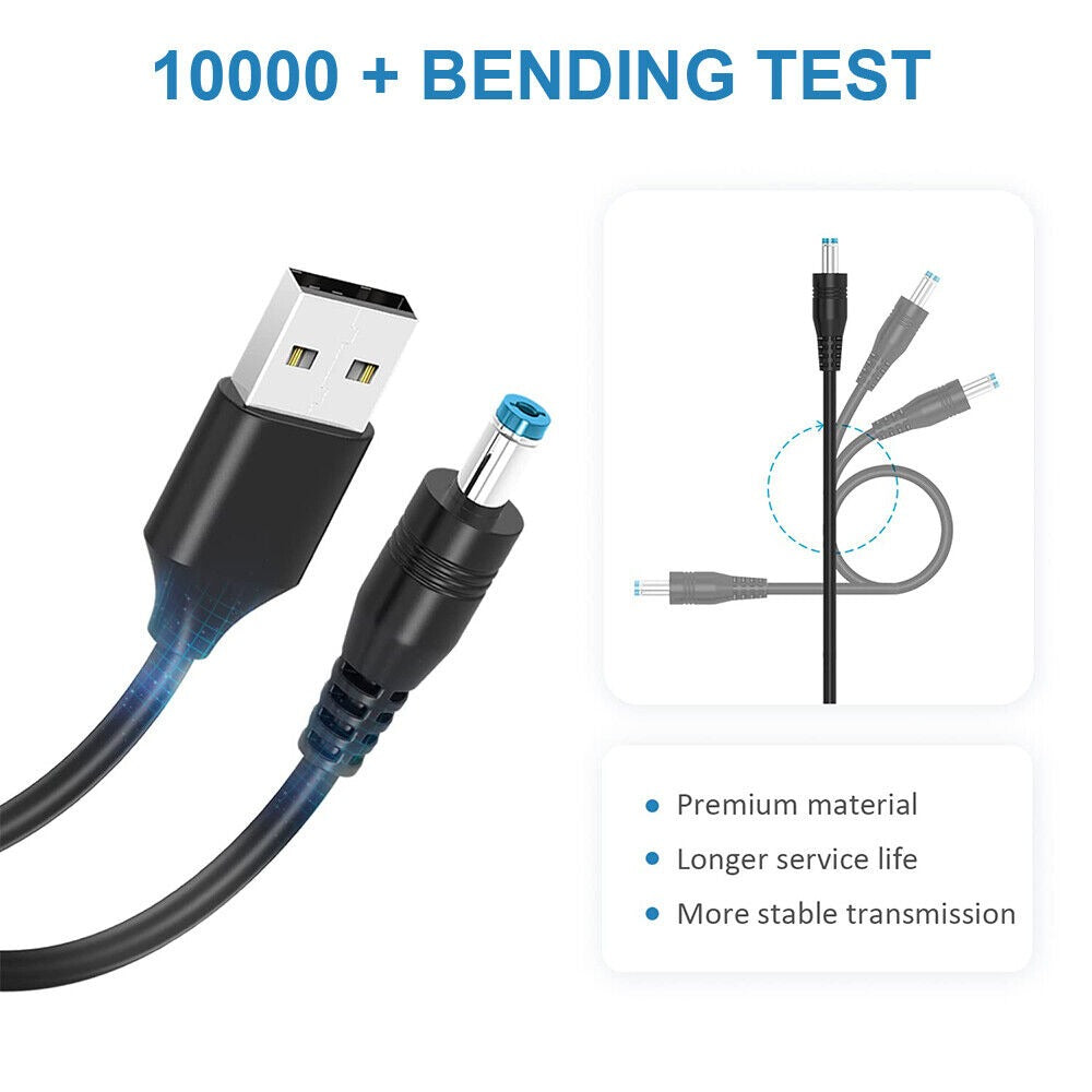 STONESKY EROCK 5V Universal DC Power Cable USB to DC 5.5x2.1mm Charging Cord with 13Pcs Adapter