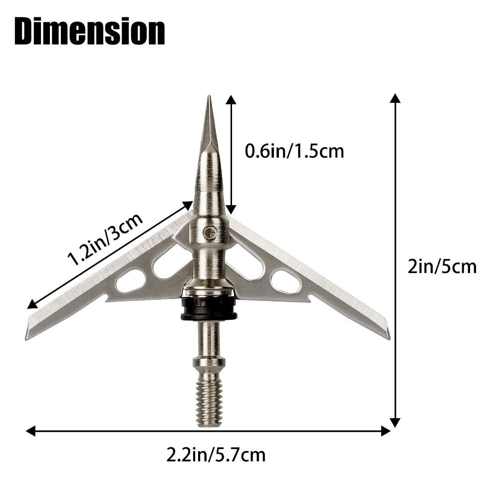 StoneSky 24Pcs 100Grain Arrowheads 2 Blade Archery Hunting Broadheads 2" Dia Expandable