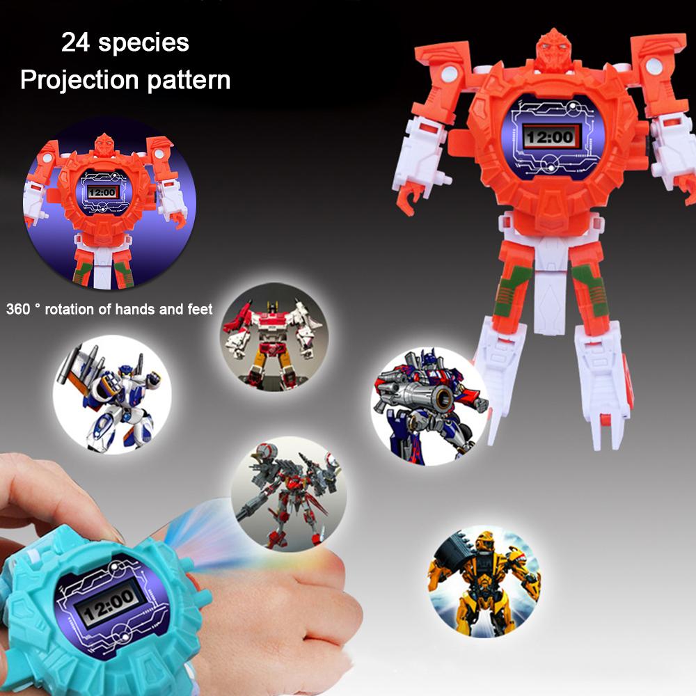 STONESKY 3 In 1 Transformed Robot Projection Watch Boy Toy 3D Kids Digital Watch Gifts US