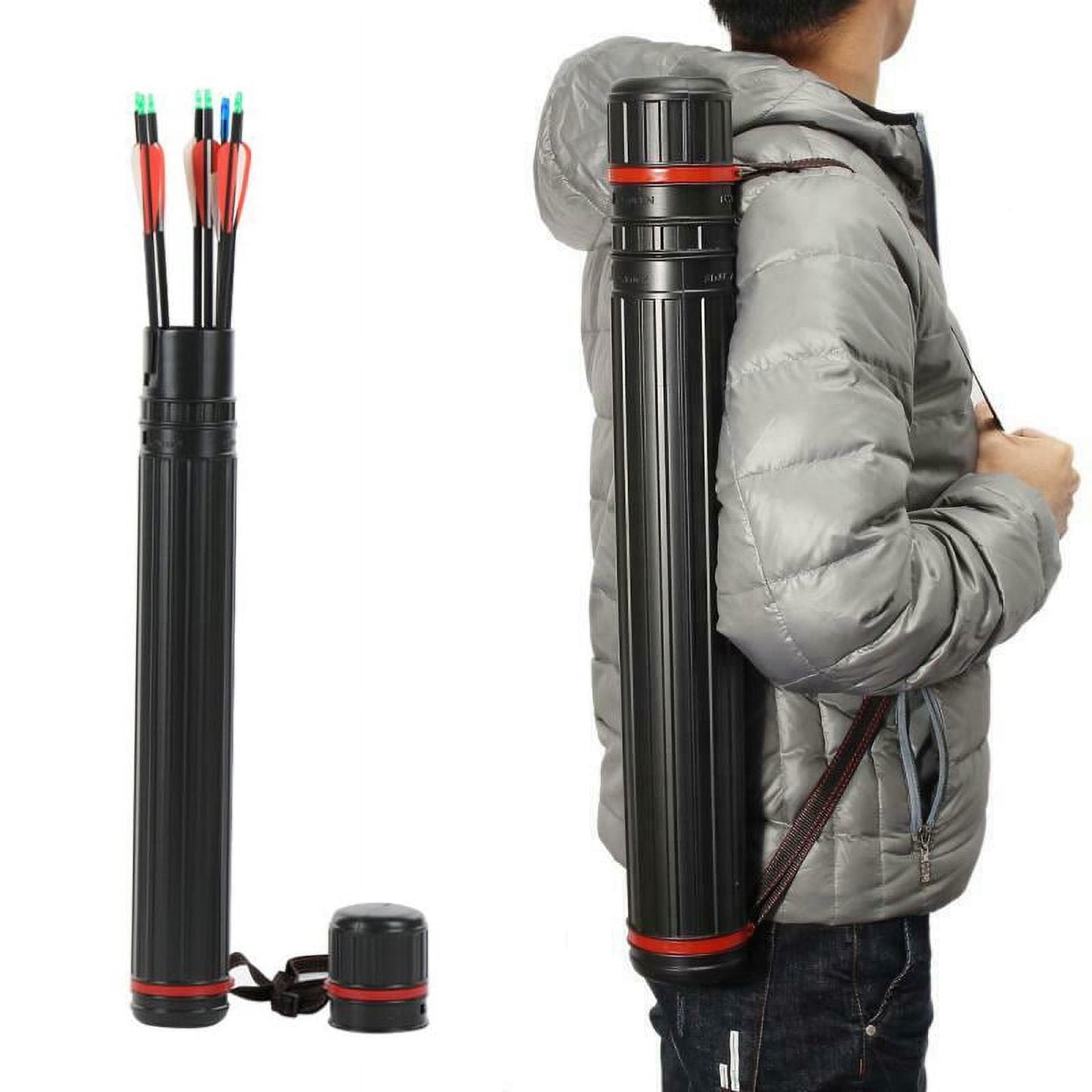 1pc Arrow Quiver Shoulder Tube for 12-24PCS Arrows Archery Case Back Quiver Adjustable