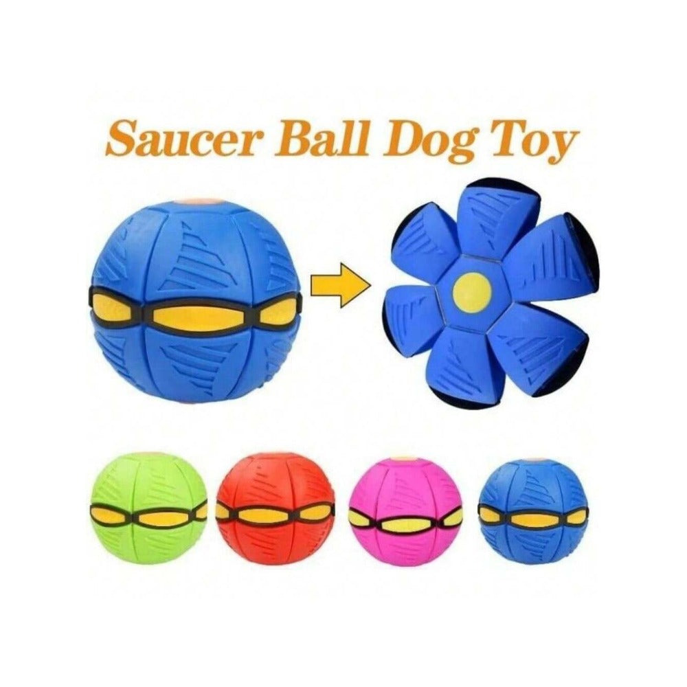 STONESKY Pet Dog Toys Flying Saucer Ball Magic Deformation UFO Toy Sports Dog with Lights