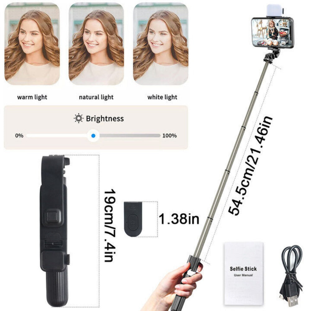 StoneSky 360° Selfie Stick Tripod with Remote Bluetooth for iPhone 13 12 Pro Max 11 XS