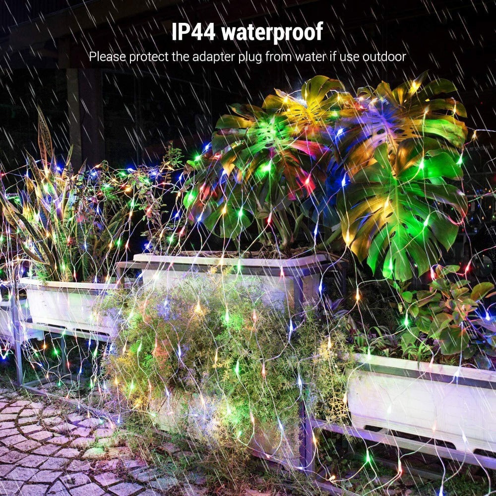 STONESKY 96 LED Solar Net Mesh Curtain Lights Fairy String Light Christmas Wedding Decor