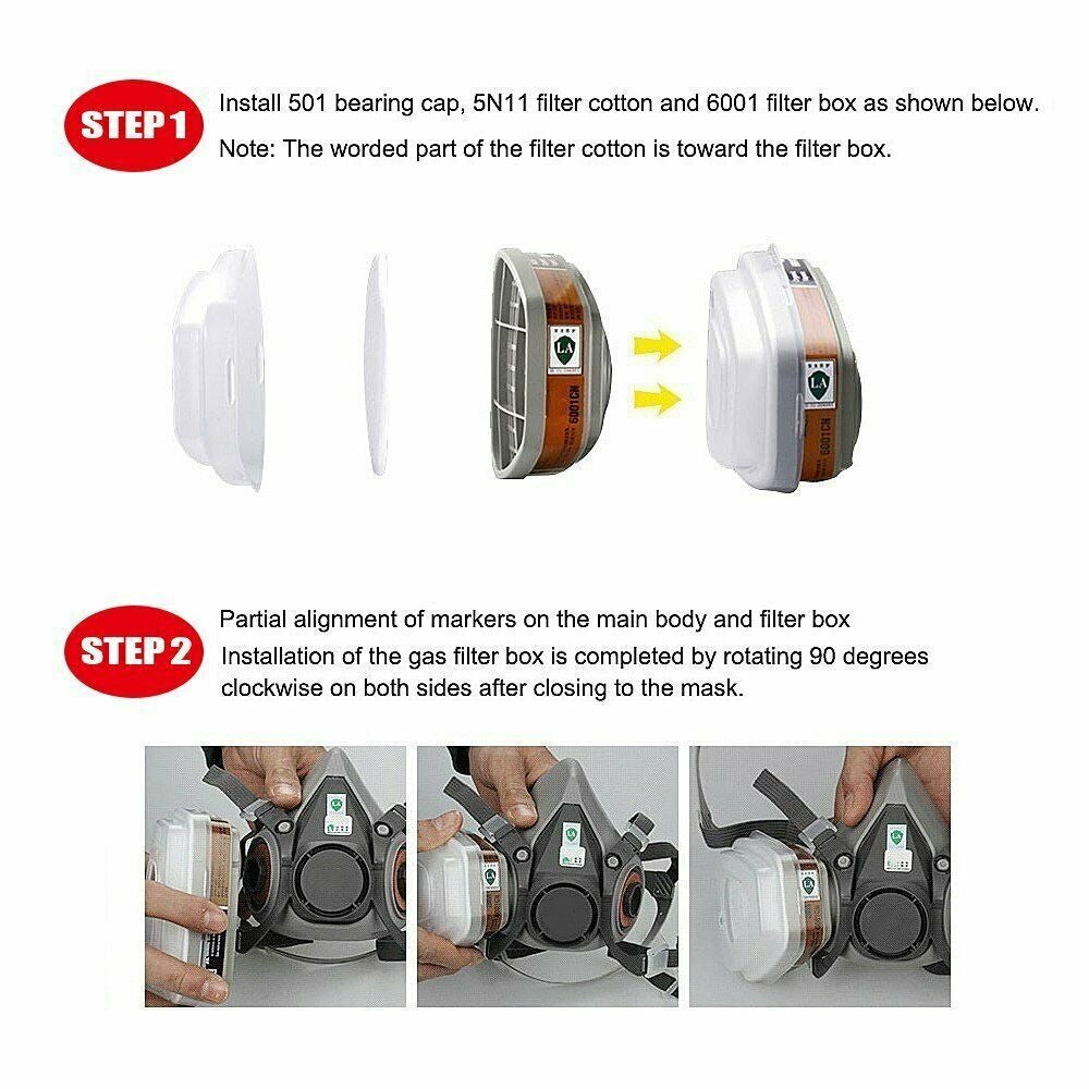 STONESKY Respirator Mask Reusable Half Face Cover Gas Mask with Safety Glasses, Paint Face Cover Face Shield with Filters for Painting, Organic Vapor, Welding, Polishing, Woodworking and Other Work Protection