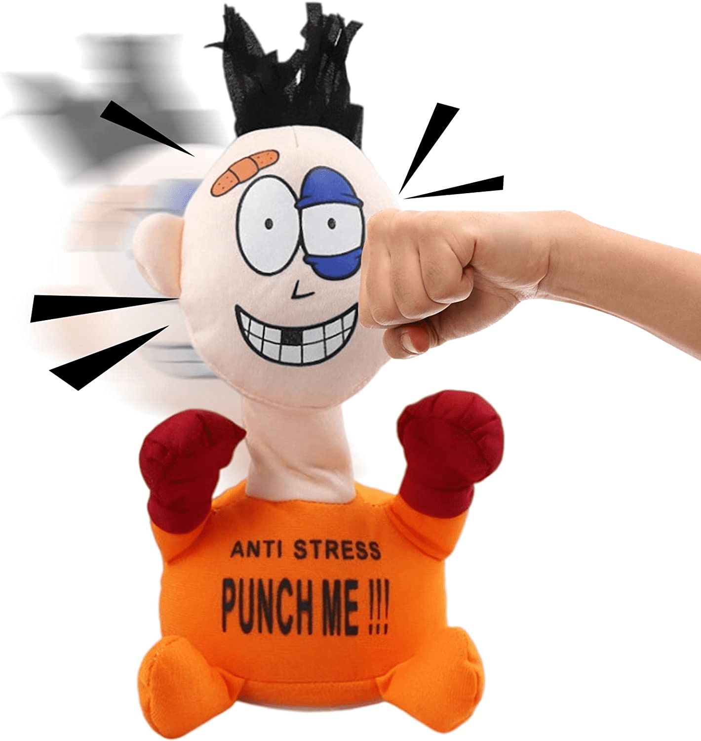 Electric Plush Vent Toy Comfortable Touching Punch Me Doll Funny Emotional Vent Doll Anti-Stress Stuffed Figure Doll Relieve Stress Anxiety Screaming Doll for Child Adult