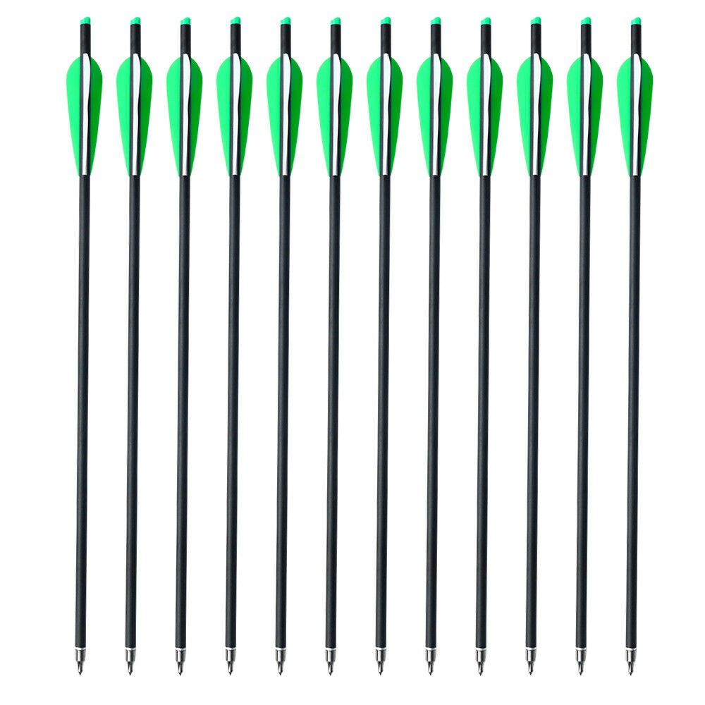 STONESKY 12Pcs 20" Carbon Crossbow Bolts Arrows OD8.8mm Shaft + Hunting Arrow Broadheads