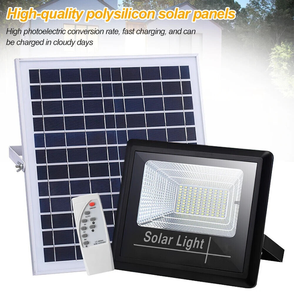 StoneSky Outdoor Waterproof Flood Light Solar Dusk Dawn LED Road Lamp+Solar Panel+Remote