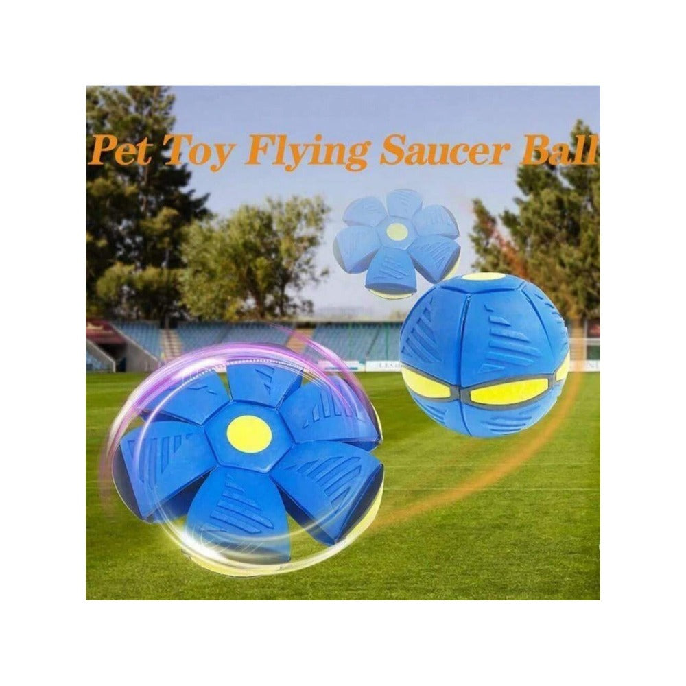 STONESKY Pet Dog Toys Flying Saucer Ball Magic Deformation UFO Toy Sports Dog with Lights