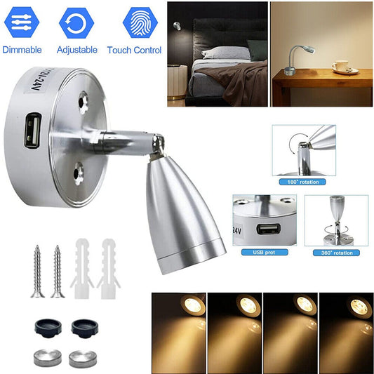 StoneSky LED Spot Reading Light 12V-24V Bedside Dimming Lamp for RV Caravan Camper Wall