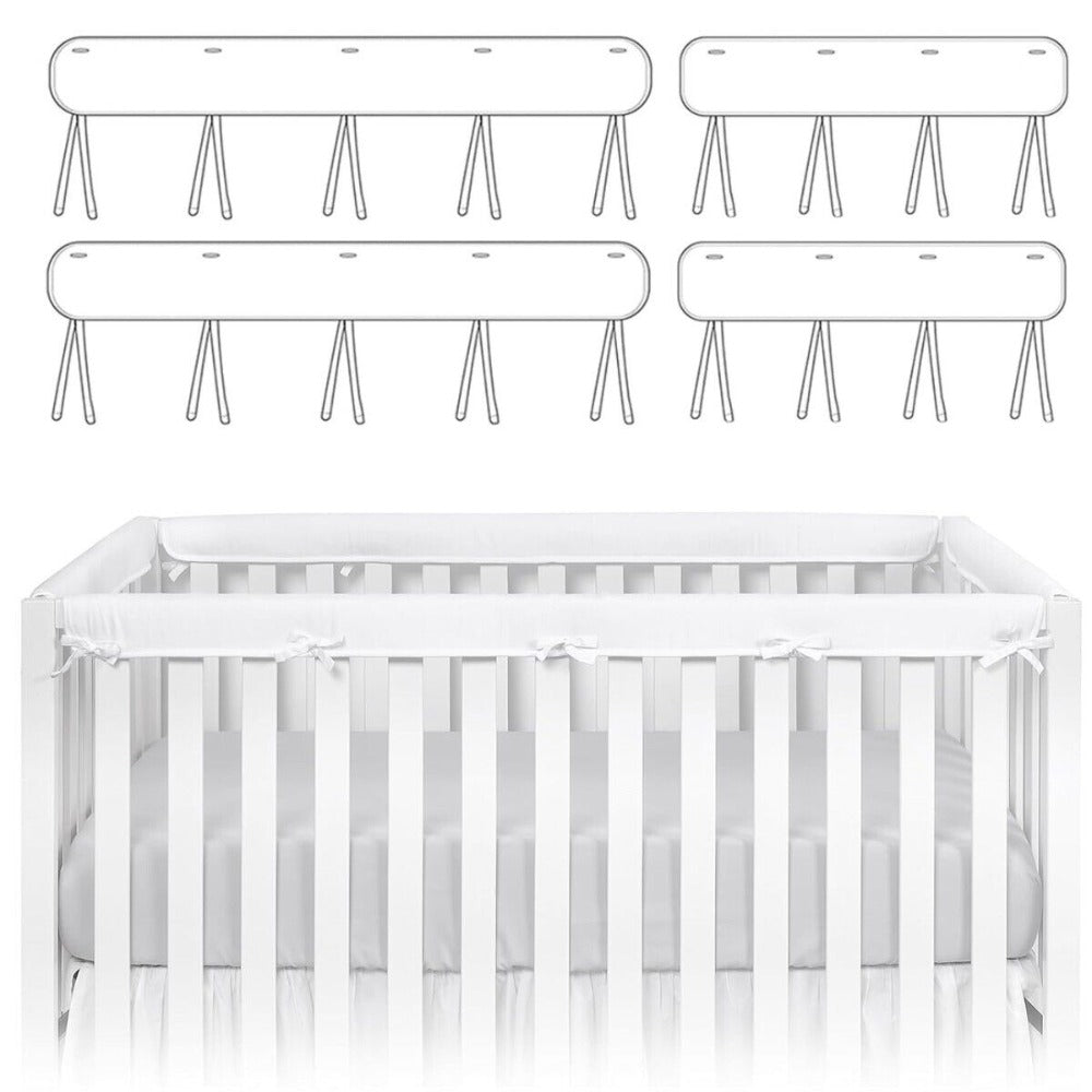 StoneSky 4Pcs Crib Rail Covers For Teething Baby Crib Guardrail Wrap Anti-Collision Cover